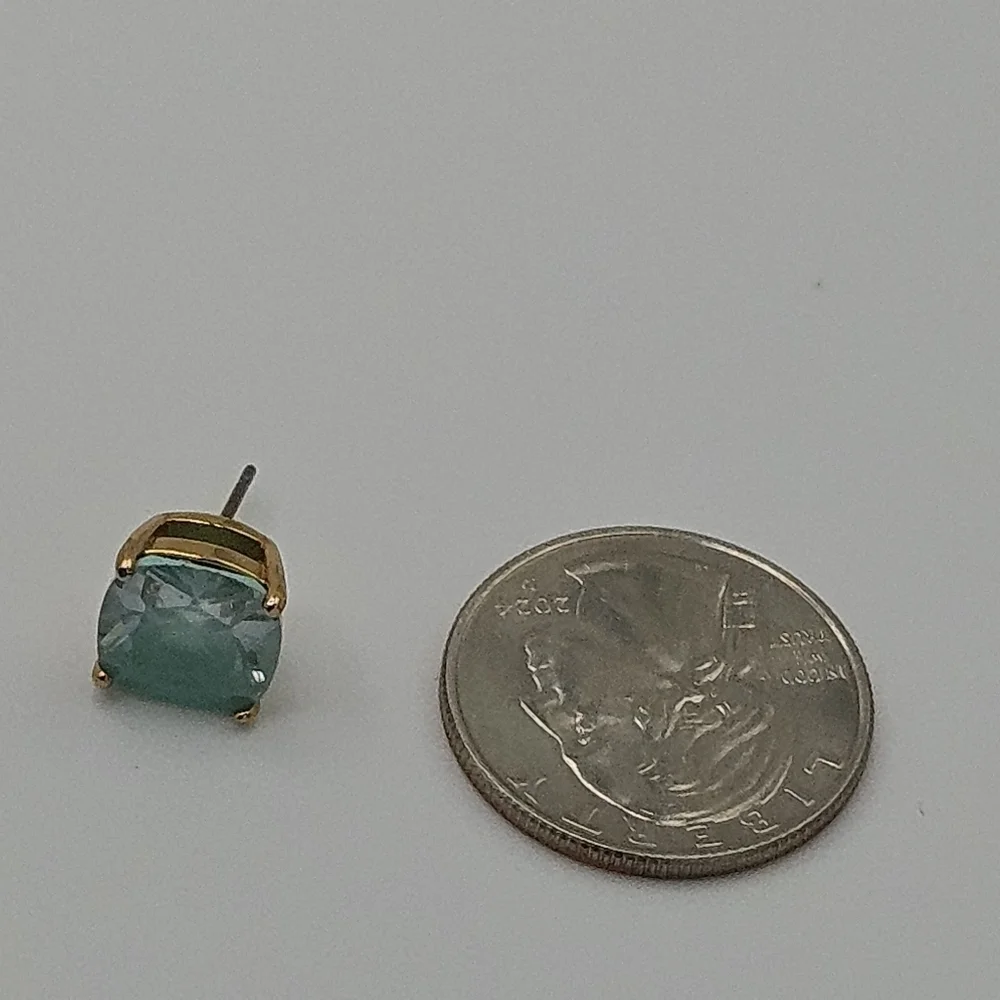 kate spade gumdrop square stud earrings light blue and gold tone